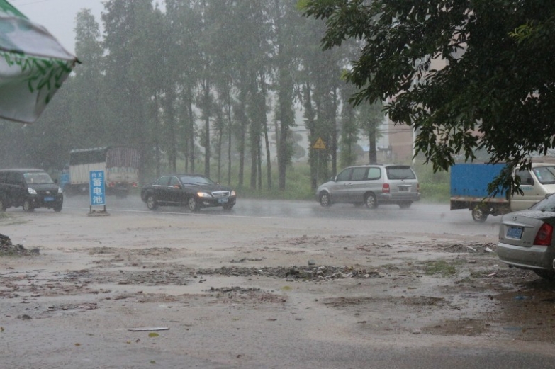 在去渡轮口的路上暴雨