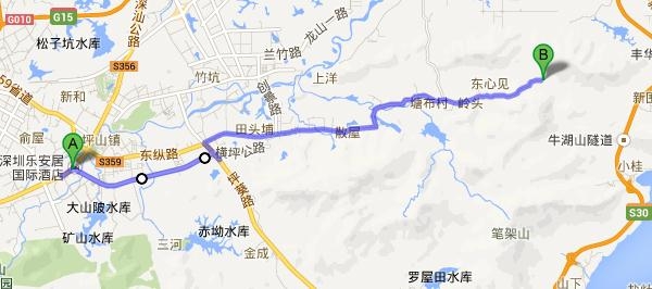 比亚迪路--金田路--206县道--情人谷