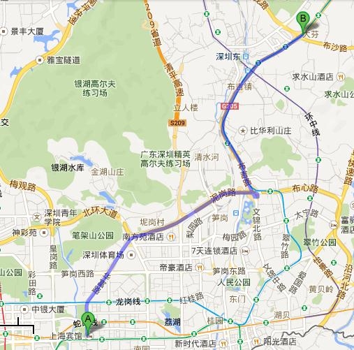 上海宾馆--体育馆--泥岗路--G205